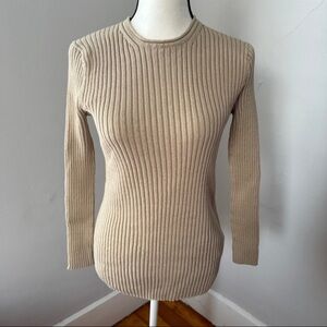 Everlane The Cotton Rib Crew Ribbed Sweater Tan Beige Women’s Small